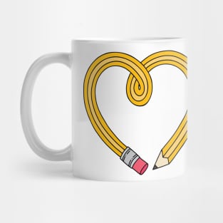Heart Shaped Yellow Drawing Pencil Mug
